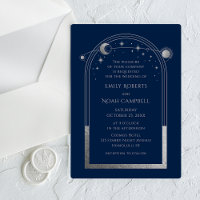 Celestial Blue Silver Sun Moon Astronomy Wedding
