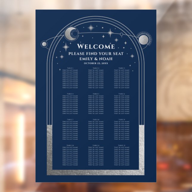 Celestial Blue Silver Sun Moon Stars Wedding (Sheet 2)