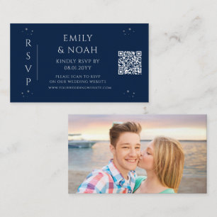 Celestial Blue Silver Wedding QR Code Enclosure Card