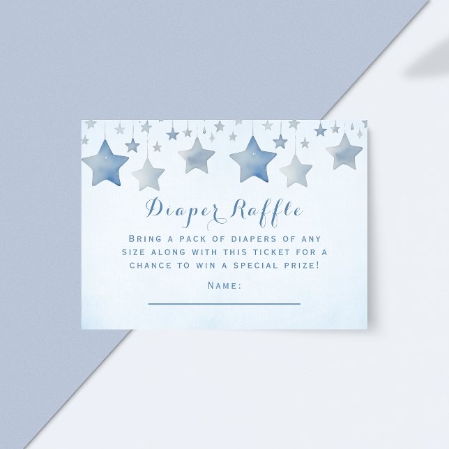 Celestial Blue Star Diaper Raffle Baby Shower Enclosure Card (Creator Uploaded)