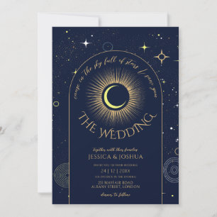 Celestial Blue Starry Night Wedding  Invitation