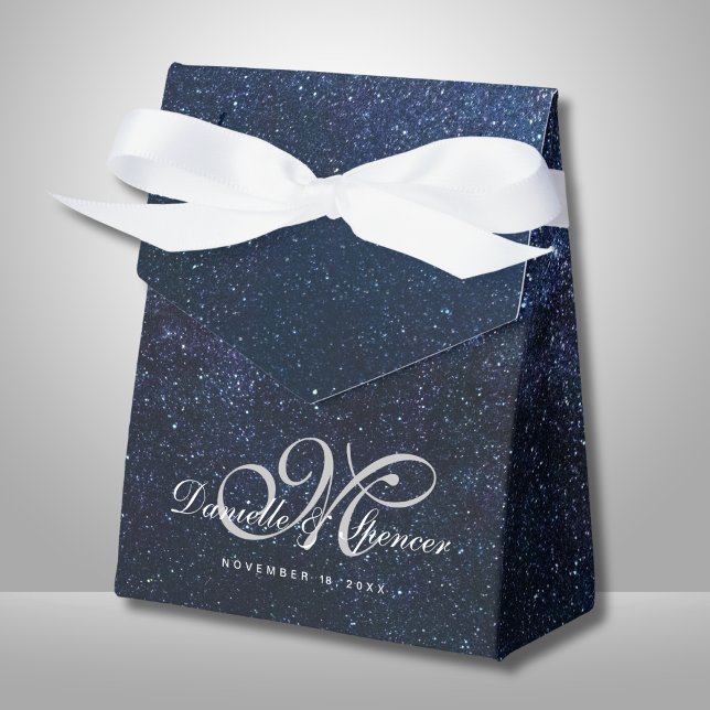Celestial Blue Starry Night Wedding Thank You Favour Box (Creator Uploaded)