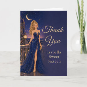 Celestial Blue Sweet Sixteen Thank You Card
