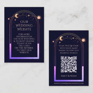 Celestial Blue Wedding Website RSVP QR Code Enclosure Card