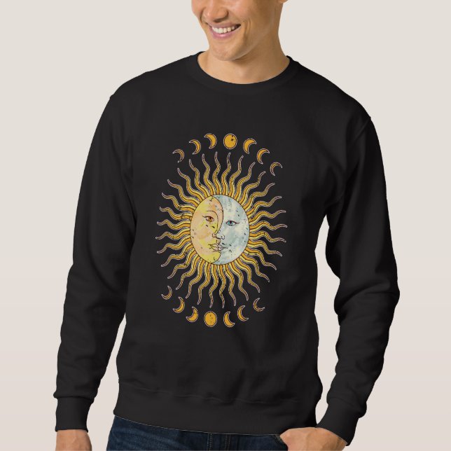 Celestial Body Crescent Moon Sun Boho Astronomy As Sweatshirt (Front)