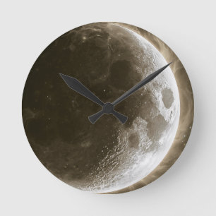 Celestial Body l -- Moon Wall Art Round Clock