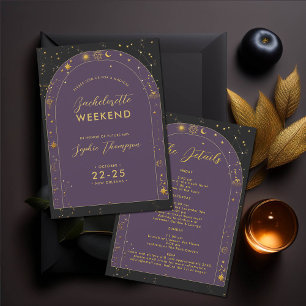 Celestial Boho Arch Bachelorette Party Itinerary Invitation