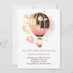 Celestial Boho Sky Adventure Girl Baby Shower Invitation