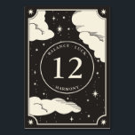 Celestial Boho Tarot Fortune Wedding Table Number<br><div class="desc">This boho table number features a tarot card style design on both sides with a celestial illustration of stars and clouds. There is space for your table number and also some fortunes or numerology sayings.</div>