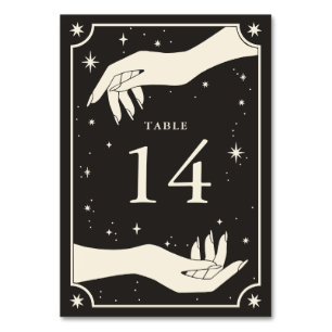 Celestial Boho Tarot Hands Wedding Table Number