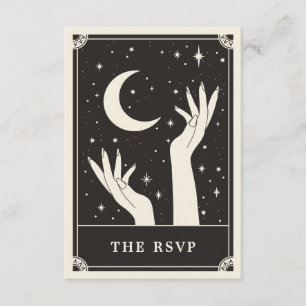 Celestial Boho Tarot moon Wedding RSVP Card