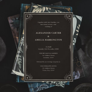 Celestial Boho Tarot Star Black Wedding invitation