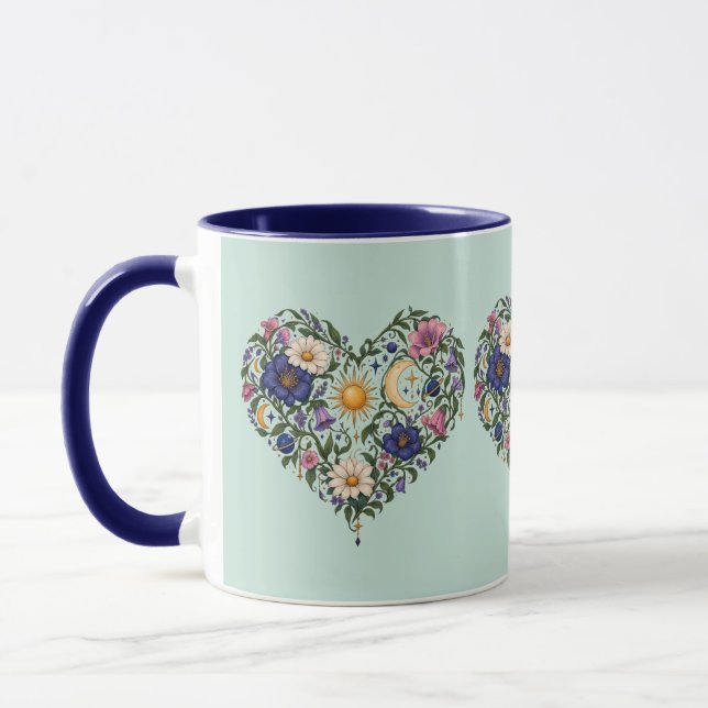 Celestial Botanical Heart Coffee Mug  (Left)