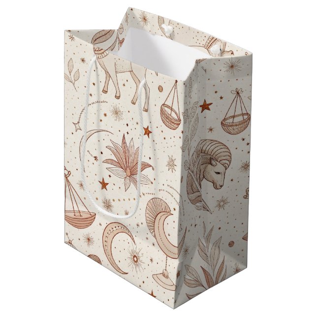 Celestial Botanical Pattern (1) Medium Gift Bag (Front Angled)