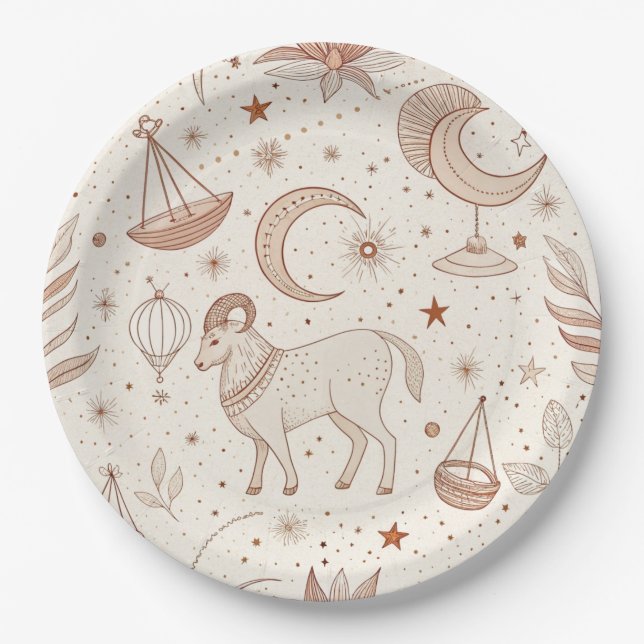 Celestial Botanical Pattern (1) Paper Plate (Front)