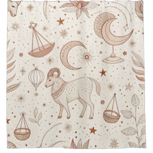 Celestial Botanical Pattern (1) Shower Curtain