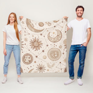 Celestial Botanical Pattern (2) Fleece Blanket