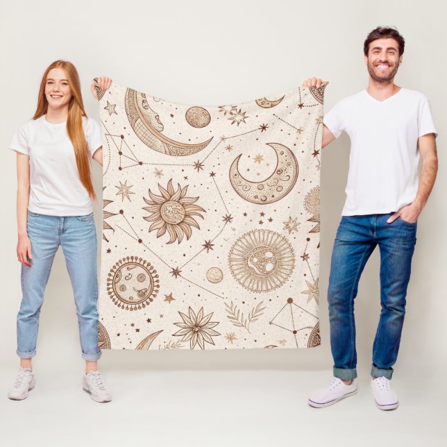 Celestial Botanical Pattern (2) Fleece Blanket (In Situ)
