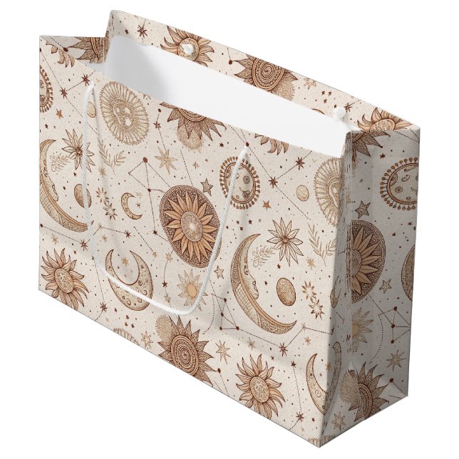 Celestial Botanical Pattern (2) Large Gift Bag (Front Angled)