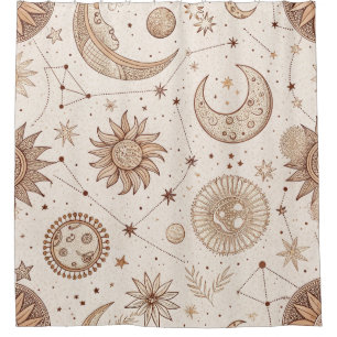 Celestial Botanical Pattern (2) Shower Curtain