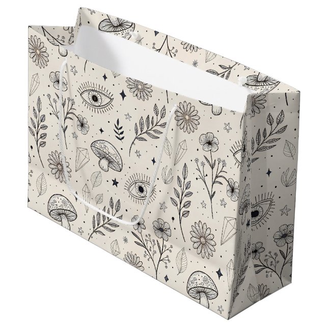 Celestial Botanical Pattern (3) Large Gift Bag (Front Angled)
