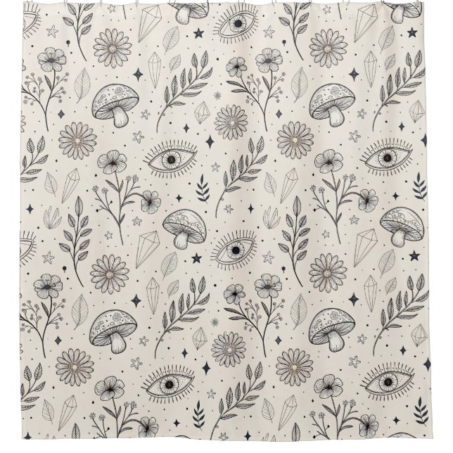 Celestial Botanical Pattern (3) Shower Curtain (Front)