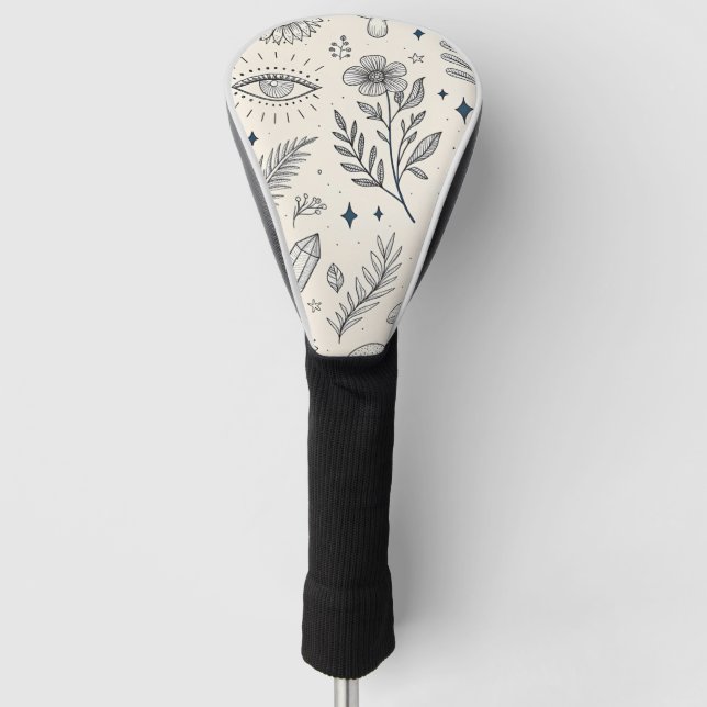 Celestial Botanical Pattern (4) Golf Head Cover (Front)