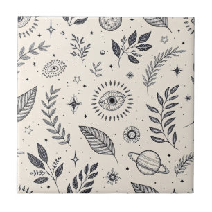 Celestial Botanical Pattern (6) Ceramic Tile