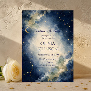 Celestial Bridal Shower Invitation Watercolor