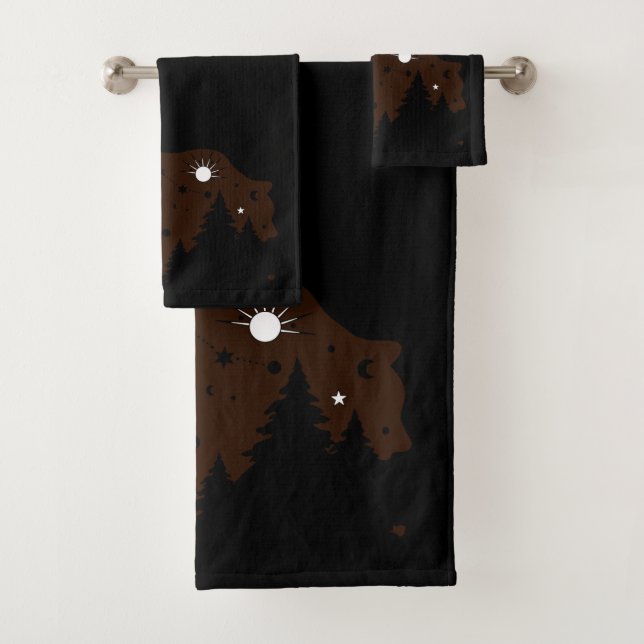 Celestial Brown Bear  Bath Towel Set (Insitu)