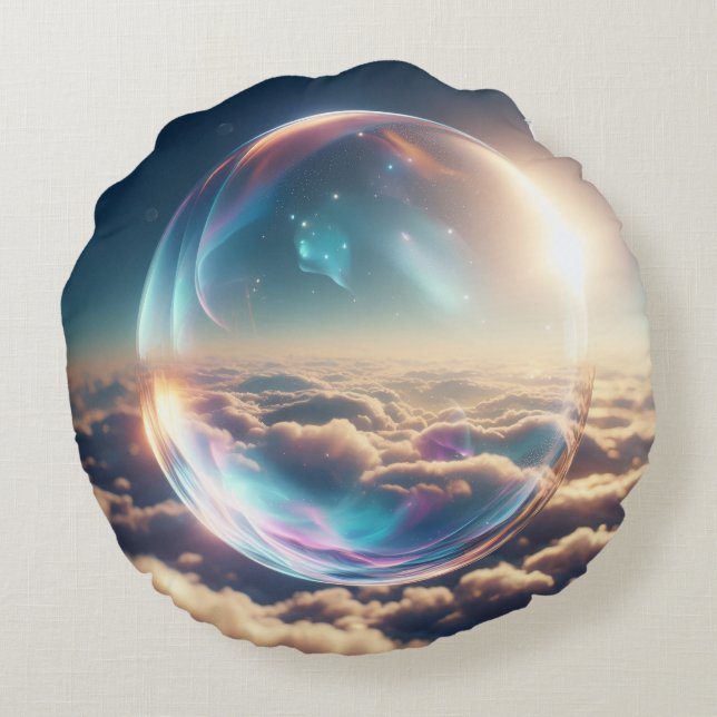 Celestial Bubble in the Sky Round Cushion (Back)