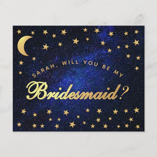 Celestial Budget Gold Stars Bridesmaid Proposal (Front)