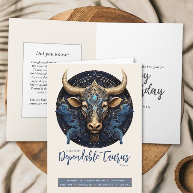Celestial Bull Fantasy Zodiac Taurus Sign Birthday Card (Creator Uploaded)