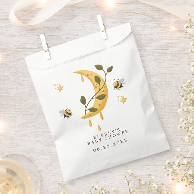 Celestial Bumblebee Moon Honey Baby Shower Favour Bag (Clipped)