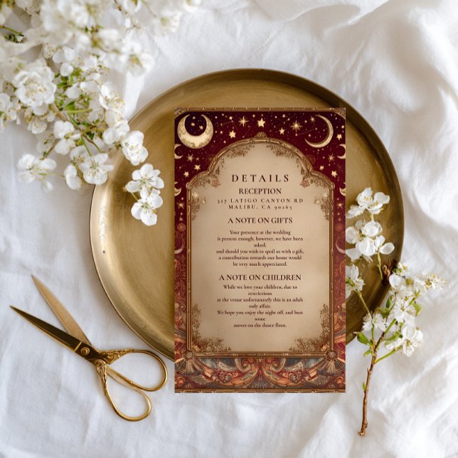 Celestial Burgundy Baroque Wedding Enclosure Card (Creator Uploaded)