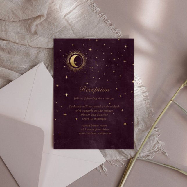 Celestial Burgundy Moon Reception Enclosure Card (Creator Uploaded)