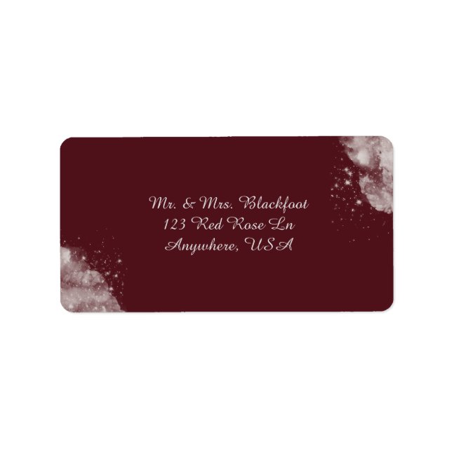 Celestial Burgundy Starlight Address Labels (Front)
