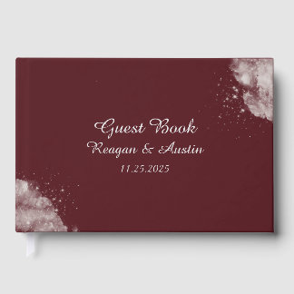 Celestial Burgundy Starlight Guest Book