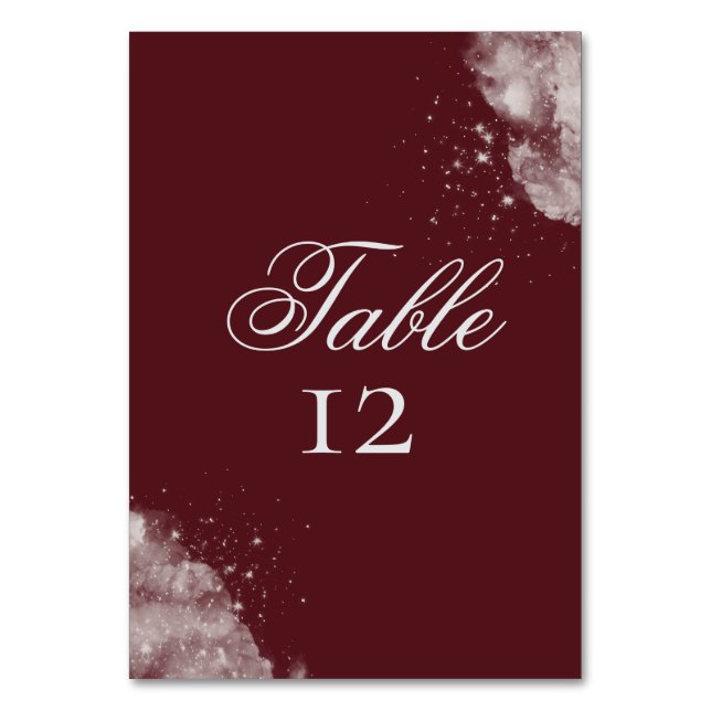 Celestial Burgundy Starlight  Table Number (Front)