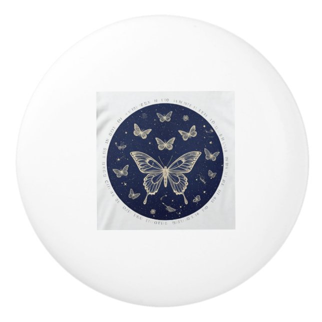 Celestial Butterflies Ceramic Knob (Front)