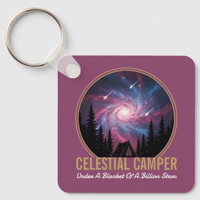 Celestial Camper Galaxy Night Scene Key Ring (Front)