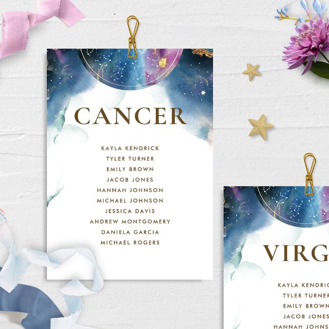 Celestial Cancer Seating Chart Card w/ Guest Name (Creator Uploaded)
