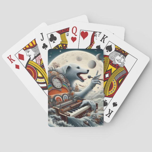 Celestial Canis Pianist Playing Cards (Back)