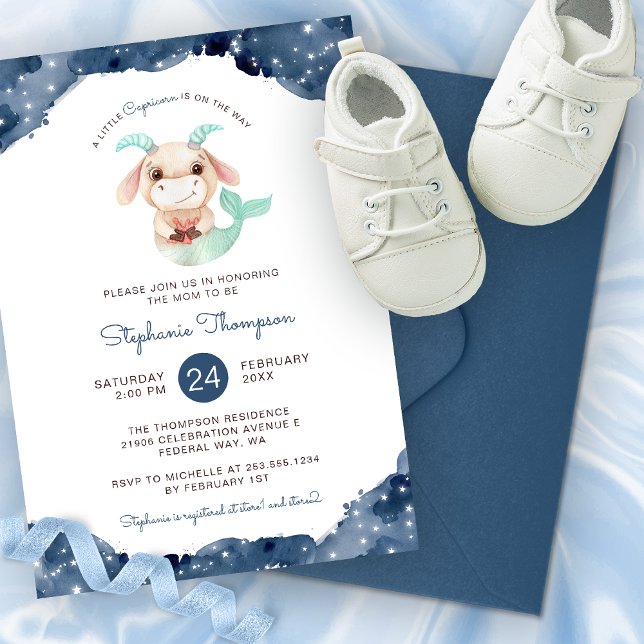 Celestial Capricorn Astrology Sign Baby Shower Invitation (Celestial Capricorn Astrology Sign Baby Shower Invitation)