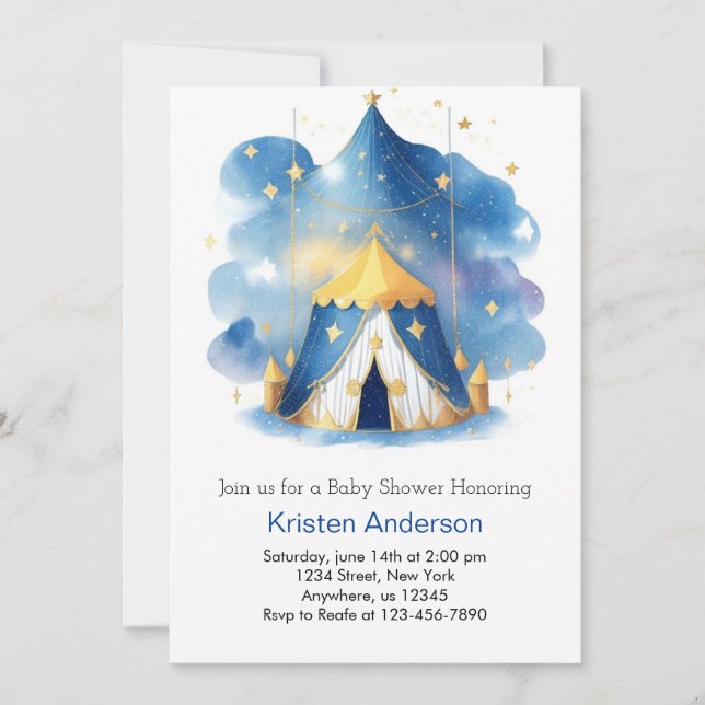 Celestial Carousel Dreamy Circus Boy Baby Shower Invitation (Front)