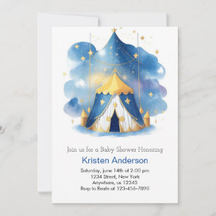 Celestial Carousel Dreamy Circus Boy Baby Shower Invitation