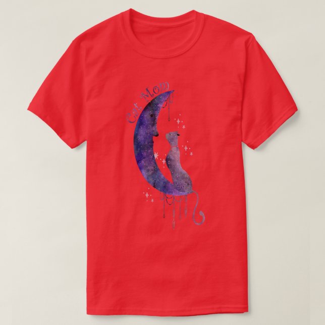 Celestial Cat and Moon  T-Shirt (Design Front)
