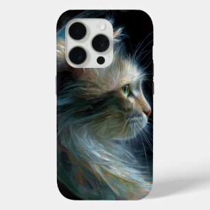 Celestial Cat Art – Starlit Gaze iPhone 15 Pro Case