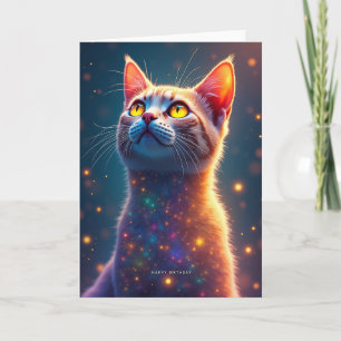 Celestial Cat Birthday Card
