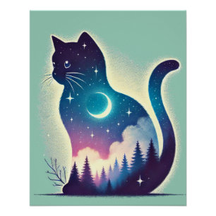 Celestial Cat - Dreamy Double Exposure Art Poster